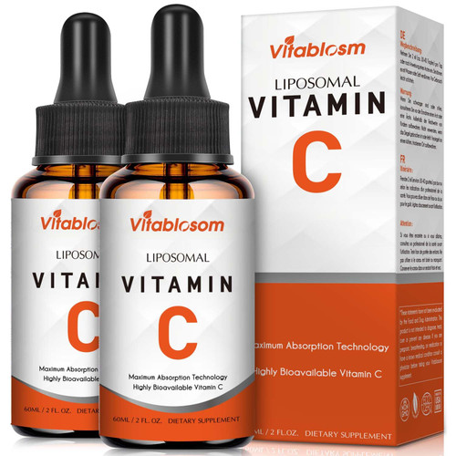 Vitablosom Liposomal Vitamin C 2000mg Liquid for Adults, High Absorption VIT C, Maximize Vitamin C, Immune System & Antioxidant Support, 60ML (2 Bottle)
