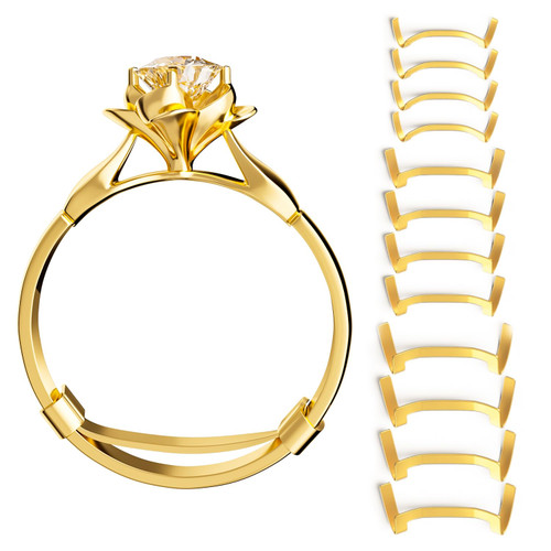 ELETIUO Ring Guard Set for Loose Rings,12 Pack 3 Sizes for Different Band Widths,Invisible Ring Size Adjuster Tightener Spacer Fitter for Any Ring Size,Golden Color