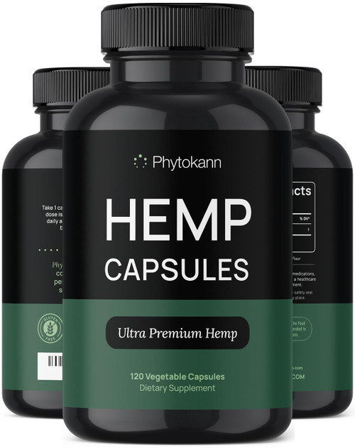 Hemp Oil Capsules Supplement | 120 Servings | Calm & Discomfort - Natural Stress and Immune Health w/Omega 3 6 9 - Made in USA
