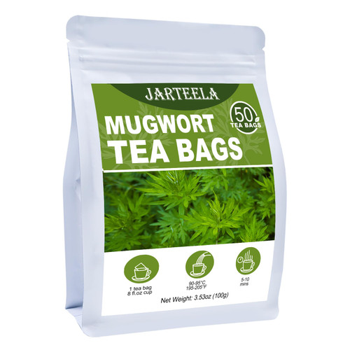 Jarteela - Mugwort Tea Bag, 2g x 50 Count - Pure Mugwort Herb - Natural Herbal Tea Bags for Digestion - Non-GMO - Caffeine-free Tea