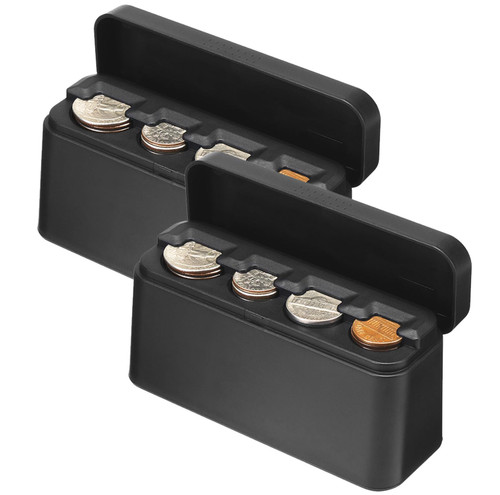 ANCHOM 2 Pack Coin Holder for Car, Larger Capacity Car Change Coin Holder Organizer, Coin Dispenser Storage Fit for Most Car Trucks Accessories