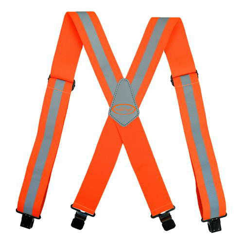 MELOTOUGH Reflective Safety Men's Industrial Strength Suspenders Partial Elastic Tradesperson's Suspenders 2 inch Wide Tool Belt Suspenders (Reflective Orange)