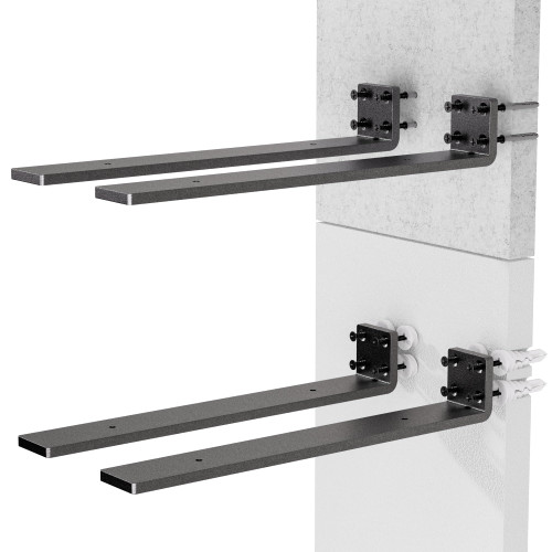 Ultra-Strong 12-Inch Steel Shelf Brackets (Pack of 4) - Easy Mount, Heavy Duty, Black Matte Finish,Shelf Bracket Multi-Size Available, Ideal for Home & Office Shelving