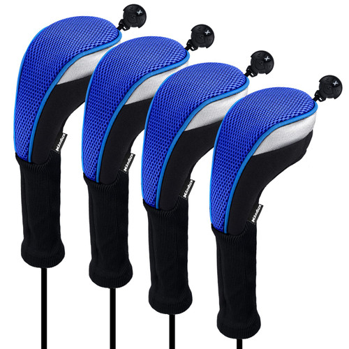 Andux 4pcs/Pack Long Neck Golf Hybrid Club Head Covers Dial No. Tag CTMT-02 Blue