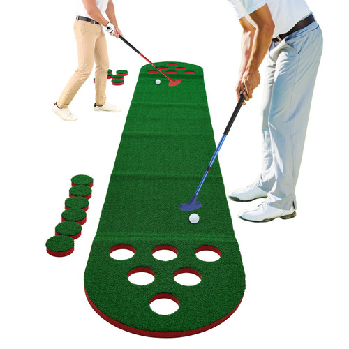 Golf Course Set, Portable Putter Golf Pong with 12 Hole Challenge, Golf Putting Mat for Indoor & Outdoor Use, Complete Set with Clubs and Balls, Tear-Resistant, Waterproof & Wear-Resistant Design