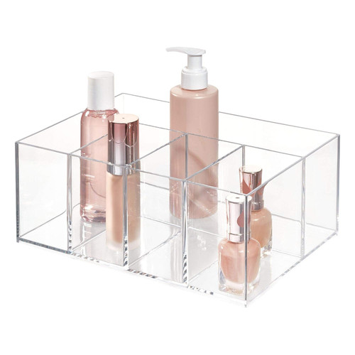 iDesign 5-Section Divided Vanity Organizer for Cosmetic Storage - Clear