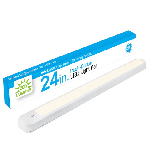 GE Under Cabinet Light, 24 Inch, Wireless, Battery Operated, 200 Lumens, Tap Light, Bright White LED Closet Light, Night Light for Kitchen, Closet, and More, 58158-T1