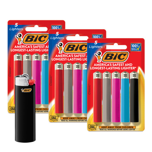 BIC Maxi Pocket Lighters, Reliable Candle Lighters for Holiday Festivities, Assorted Colors, 15-Pack (Colors May Vary)