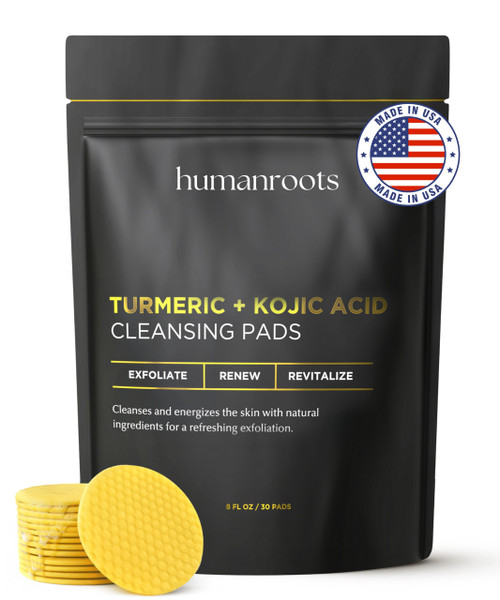 Turmeric Kojic Acid Cleansing Pads - Turmeric Face Scrub Pads with Vitamin C (30 pads), Kojic Acid and Turmeric Cleansing Pads for Exfoliation - Made With Vitamin B5