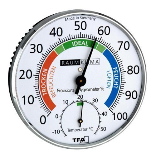 TFA Dostmann Wetterladen Precision Hygrometer Climate Test Chrome, Silver, 100 x 26 mm