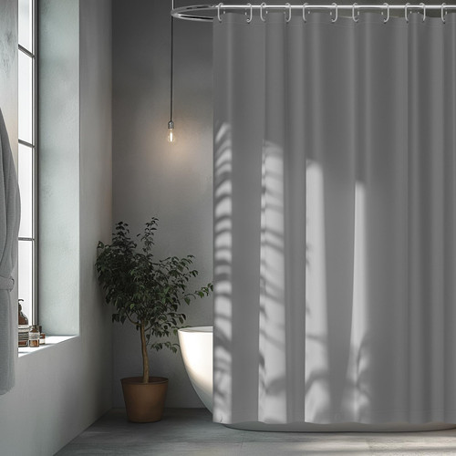 Seenus 72 x 78 inch Extra Long Waterproof Fabric Shower Curtain Liner, Light Grey Washable Cloth Shower Liner with 3 Large Magnets, Neutral Minimalist Lighweight Shower Curtain Long