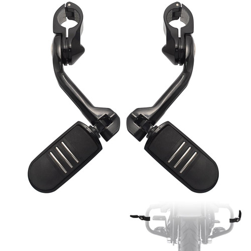 FOVPLUE 1.25" Highway Footpegs,Long Angled Adjustable Highway Pegs w/Mounts for Harley Touring Street Glide Electra Glide Road King Softail CVO Dyna Trike VRSC Sportster w/1-1/4" Engine Guard,Black#3