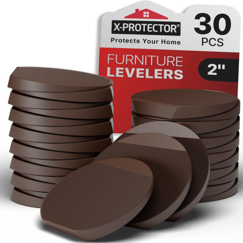 X-Protector Furniture Levelers - 30 PCS 2" - Brown Rubber Shims for Leveling - Multi-Purpose Leveling Feet to Prevent Furniture from Wobbling - Good for All Kinds of Furnishings!