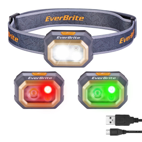 EverBrite Rechargeable Headlamp, 700 Lumens Head lamp for Adults, 6 Modes with White/Red/Green Light, 60° Adjustable LED Headlight for Hunting, Running, and Hiking