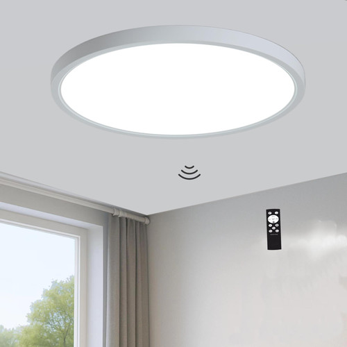 ZCHYLED 12 Inch Motion Sensor Ceiling Light Indoor Wired, LED Motion Sensor Light Indoor with Remote, Flush Mount Light Fixture for Closet Hallway Laundry Porch Pantry, White