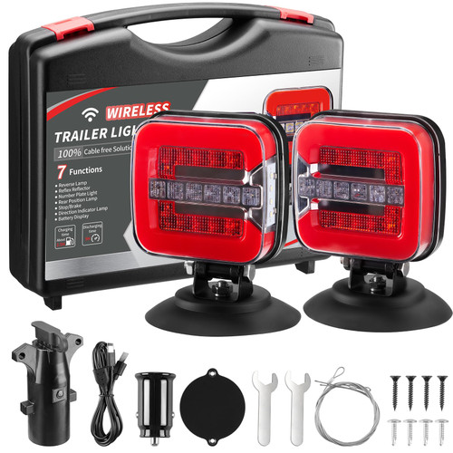 inhtgeas Wireless Trailer Lights Magnetic - Adjustable Magnetic Tow Light with 2 Mounting Options Rechargeable Towing Tail Light Kit Reverse Light for Trucks, Boat, RV, Vehicle, Caravan inhtgeas Wireless Trailer Lights Magnetic - Adjustable Magnetic Tow Light with 2 Mounting Options Rechargeable Towing Tail Light Kit Reverse Light for Trucks, Boat, RV, Vehicle, Caravan