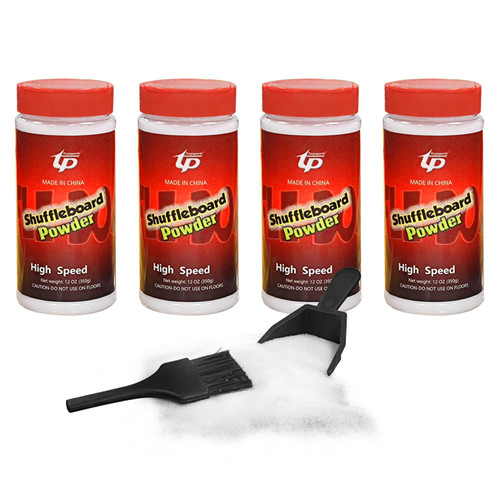TORPSPORTS Shuffleboard Sand Wax High/Medium Speed Shuffleboard Powder Set, Shuffleboard Sand with Mini Brush Set (4 cans high Speed)