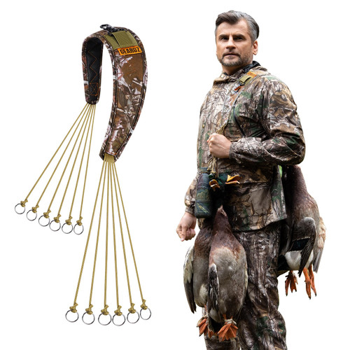 GearOZ Duck Carrier Lanyard, 12 Slip Rings for Hanging Waterfowl Game/Birds/Duck Call Whistle, Lightweight Neck Strap Duck Holder Ideal for Carrying Small Game, Fowl Hunting Accessories, Camo
