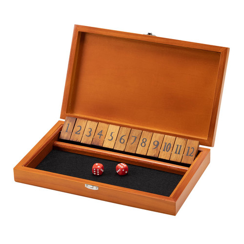 Crobyi Shut The Box Dice Game with 12 Numbers and Lid, Wooden Classic Board Game with 4 Dice, Gift Package & Game Rules, Close The Box Game for Kids, Adults, Family, Classroom, Home & Pub