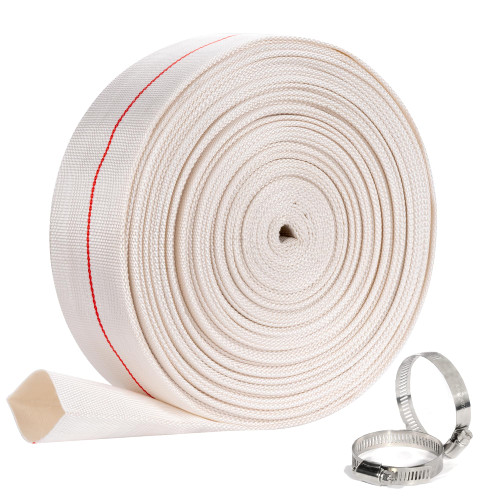 Backwash Hose 2.5"ID x 100ft Swimming Pool Discharge Hose Heavy Duty PVC Water Hose With 2 Clamps General Purpose Lay-Flat Pump Drain Pipe for Water Transfer Applications, White Backwash Hose 2.5"ID x 100ft Swimming Pool Discharge Hose Heavy Duty PVC Water Hose With 2 Clamps General Purpose Lay-Flat Pump Drain Pipe for Water Transfer Applications, White
