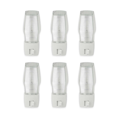 OSKOS 6 Pack, Plug in Night Light with Manual On/Off Switch, 7W Incandescent Bulb Included, ETL Listed.
