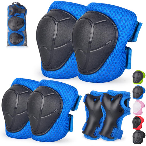 Banzk Kids/Youth Knee Pads and Elbow Pads Set with Wrist Guard 3 in 1 Kids Protective Gear Set for 3-14 Years for Skateboarding, Skiing, Cycling, BMX Biking, Running, Scooter