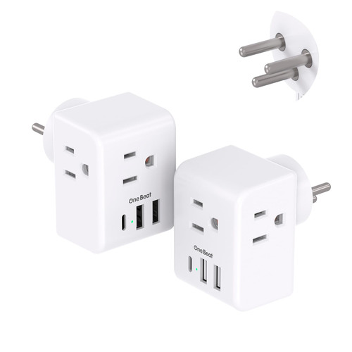 2 Pack Israel Power Adapter, One Beat Israel Travel Plug Adapter with 3 American Outlets 3 USB Ports(1 USB C), 6 in 1 Type H Travel Adapter Plug Converter for US to Israel, Jerusalem, Palestine 2 Pack Israel Power Adapter, One Beat Israel Travel Plug Adapter with 3 American Outlets 3 USB Ports(1 USB C), 6 in 1 Type H Travel Adapter Plug Converter for US to Israel, Jerusalem, Palestine