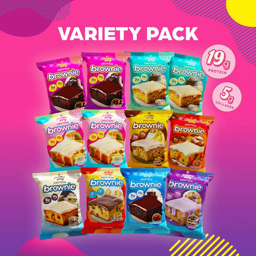 Prime Bites Protein Brownie Variety Pack - 19G Protein and 5G Collagen Chocolate