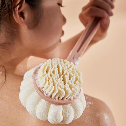 Long Handle Bath Scrubber, 1 Count 2 in 1 Shower Brush, Bathing Accessories for