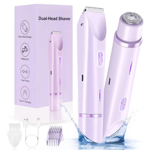 Electric Bikini Trimmer for Women, Rechargeable 2 in 1 Body & Facial Hair Remova