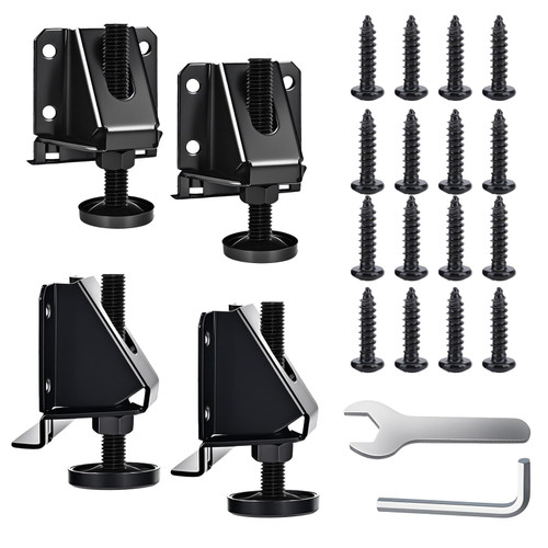 Olykas Heavy Duty Leg Leveler, Leveling Feet, Adjustable Furniture Leveler Legs, with Screws, Lock Nuts and Wrench, 2 inch Adjustable Height, for Furniture, Table, Cabinets(4 Pack Black) Olykas Heavy Duty Leg Leveler, Leveling Feet, Adjustable Furniture Leveler Legs, with Screws, Lock Nuts and Wrench, 2 inch Adjustable Height, for Furniture, Table, Cabinets(4 Pack Black)