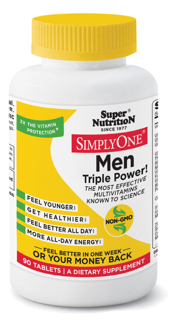 SuperNutrition SimplyOne Multi-Vitamin for Men, High-Potency, One/Day Tablets, White, 90 Count