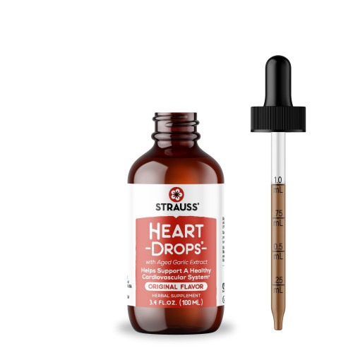Strauss Naturals Heart Drops – Natural Mistletoe & Aged Garlic Extract Heart Health Supplement – Helps Maintain Healthy Cardiovascular System – Vegan & Non-GMO – 100 ml Bottle