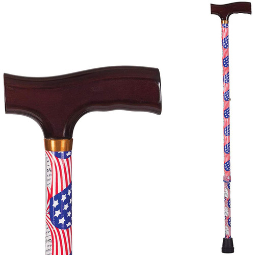 DMI Lightweight Aluminum Adjustable Walking Cane with Derby-Top Handle for Men and Women, American Flag