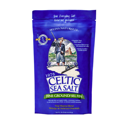 Celtic Sea Salt, Fine Ground Mineral Sea Salt, 1 lb Resealable Bag, Unrefined, Vital Minerals, Family Founded Since 1976