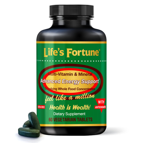Life's Fortune Multivitamin & Mineral 60 Tablets, All Natural Energy Source Supplying Whole Food Concentrates, Antioxidants, Amino Acids, Enzymes, Trace Minerals & More