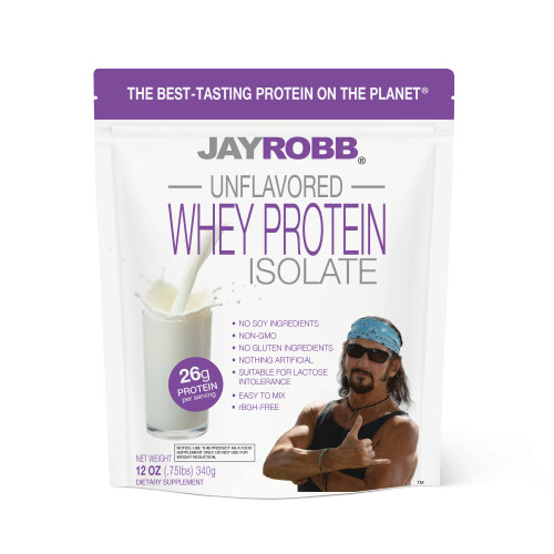 Jay Robb - Grass-Fed Whey Protein Isolate Powder, Outrageously Delicious, Unflavored, 11 Servings (12 Ounce)