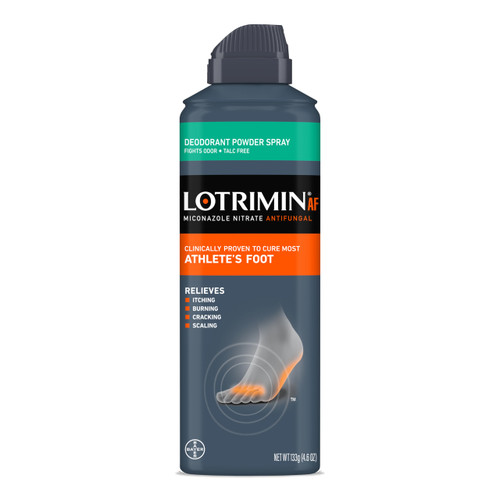 Lotrimin Athlete's Foot Deodorant Antifungal Powder Spray, Miconazole Nitrate 2%, Clinically Proven Effective Antifungal Treatment of Most AF, Jock Itch & Ringworm, 4.6 Ounce​ ​