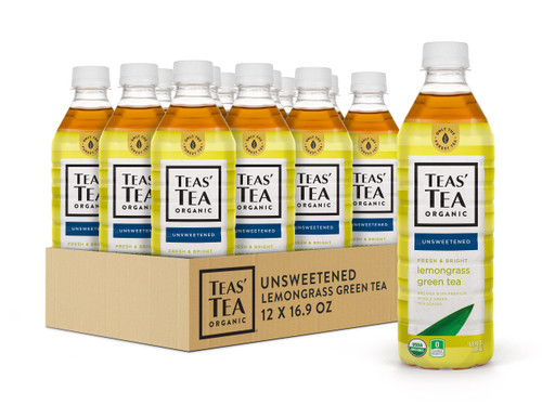 Teas' Tea Unsweetened Lemongrass Green Tea 16.9 Ounce (Pack of 12) Organic, Sugar Free, Zero calorie