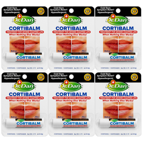 Dr. Dan's Cortibalm-6 Pack-for Dry Cracked Lips - Healing Lip Balm for Severely Chapped Lips - Designed for Men, Women and Children