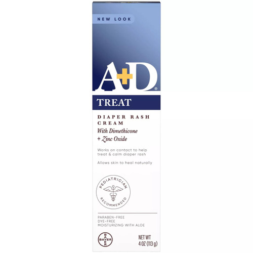 A+D Zinc Oxide Diaper Rash Treatment Cream, White, 4 Oz (Pack of 4)