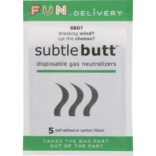 Subtle Butt Disposable Activated Charcoal Odor Absorber for Gas Relief for Adults, Flatulence Deodorizing Pad, 5 Pack Thin Carbon Fart Filter Underwear & Gag Gifts That Actually Work