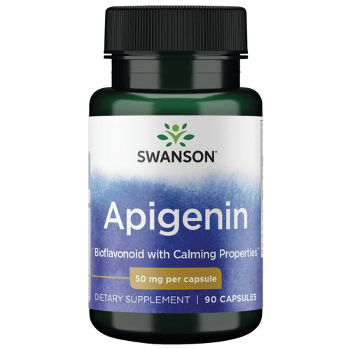 Swanson Apigenin Supplement, 50mg Capsules (90 Count), Helps Promote Sleep, Stress Relief & Overall Men's Health
