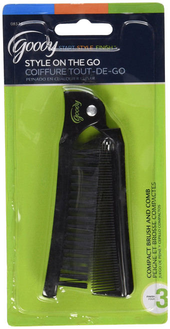 Goody 08524 Style On The Go Compact Brush and Comb Combo; Maintain Your Look On the Go; Perfect Size for Purse, Pocket or Tote Bag; Measures Approx. 8.25" When Unfolded and 4.5" When Folded