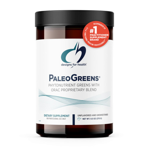 Designs for Health PaleoGreens - Over 90% Organic Super Green Shake Powder with Vegetables, Berries, Enzymes + Antioxidants - Non-GMO Drink Mix, Unflavored + Unsweetened (30 Servings / 270g)