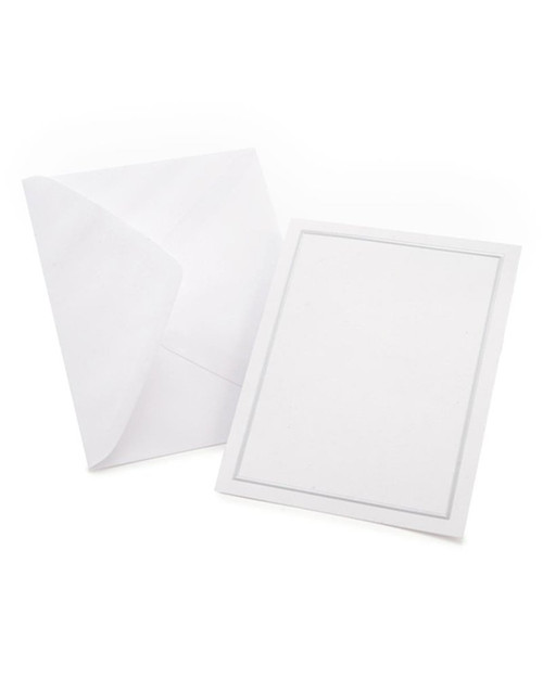 Gartner Studios Silver Foil Border All Purpose Cards with Envelopes, Blank Invitation Cards, White and Platinum Cards, 4.25" by 5.5", 50 Count (60024)