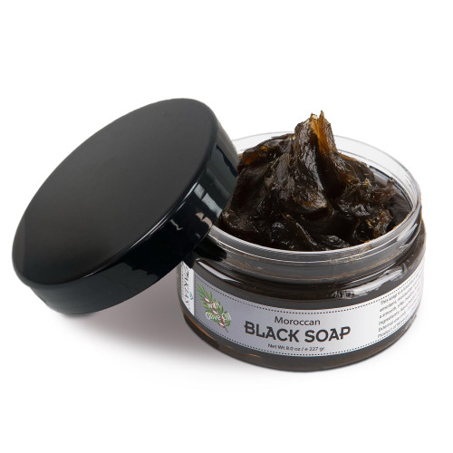 Zakia's Morocco Black Soap (Beldi Soap) Original - 100% natural Moroccan Black Soap, Body Scrub, Pure & Natural, Purifying, Cleansing, exfoliating for Hammam Ritual- 8.0 Oz / 226gr