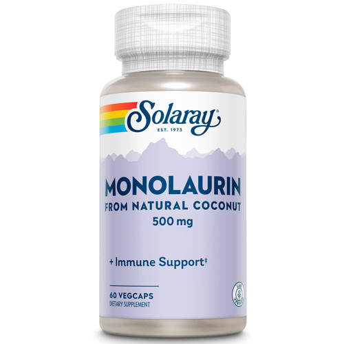 SOLARAY Monolaurin 500mg from Natural Coconut - Monolaurin Supplement for Powerful Nutritive Support - 60-Day Money Back Guarantee, Lab Verified - 60 Servings, 60 VegCaps