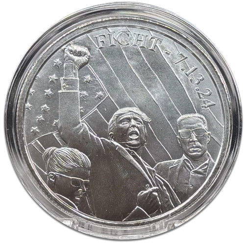 Generic 1 oz 2024 Trump Survives : Fight fight fight! Silver Round Generic 1 oz 2024 Trump Survives : Fight fight fight! Silver Round