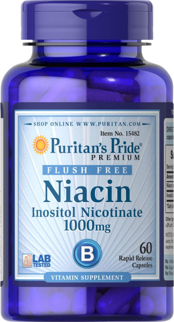 Puritans Pride Flush Free Niacin Inositol Nicotinate 1000 Mg-60 Capsules, 60 Count